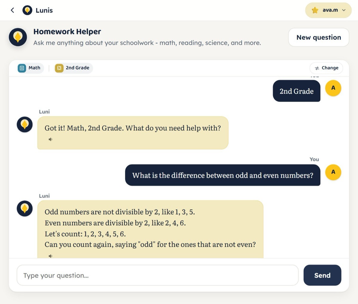 Homework Helper — a live tutoring conversation